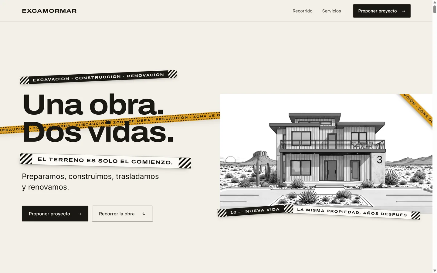 Sitio de EXCAMORMAR, construcción y maquinaria
