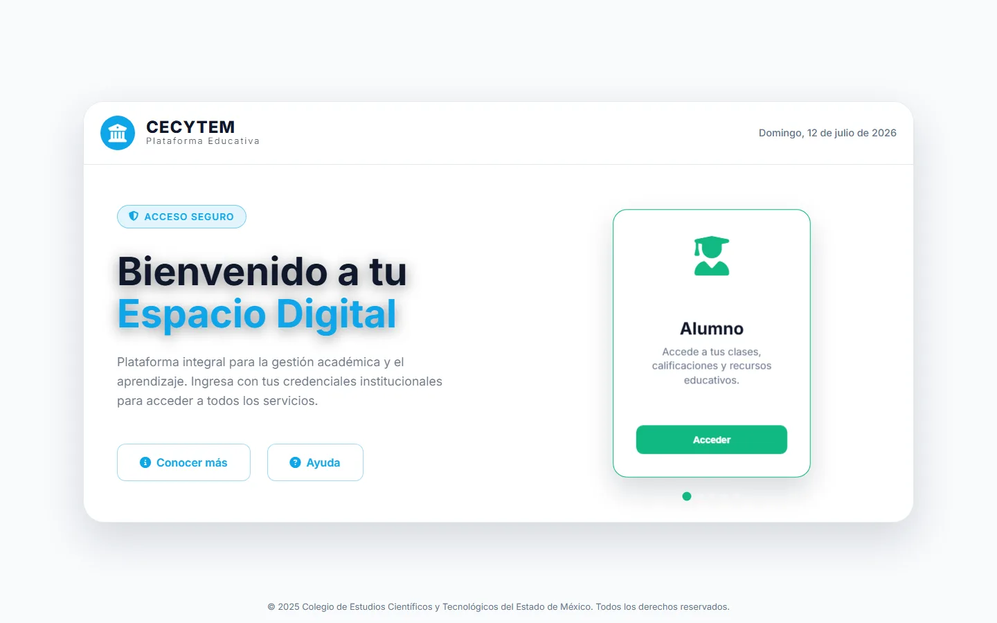Interfaz de la plataforma educativa